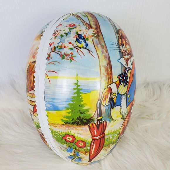 Vtg Echt Erzgebirge Germany Bunny Rabbit Gentleman Paper Mache Easter Egg 9.75" - Picture 2 of 13